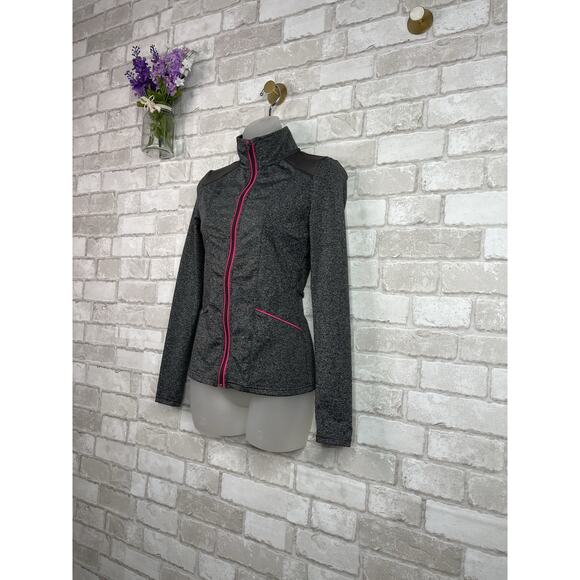 Energie Gray Athletic Full Zip Jacket Pink Zipper - Picture 2 of 11